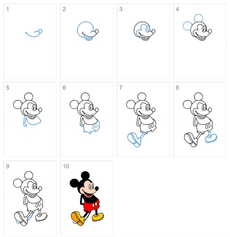 How to draw A Funny Mickey Mouse
