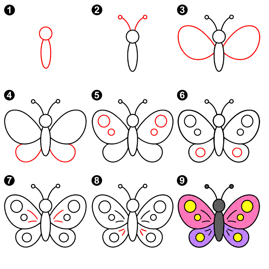 Purple Butterfly Drawing Ideas