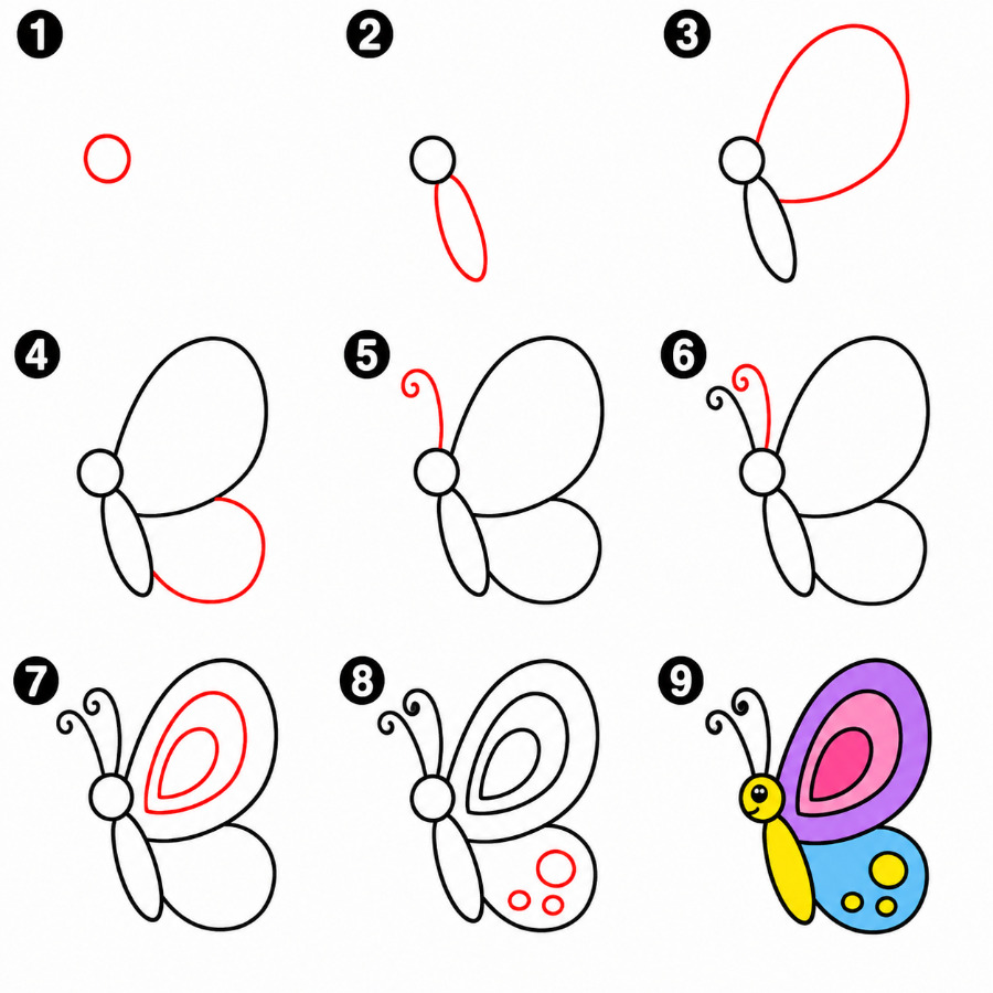 Side View Butterfly Drawing Ideas