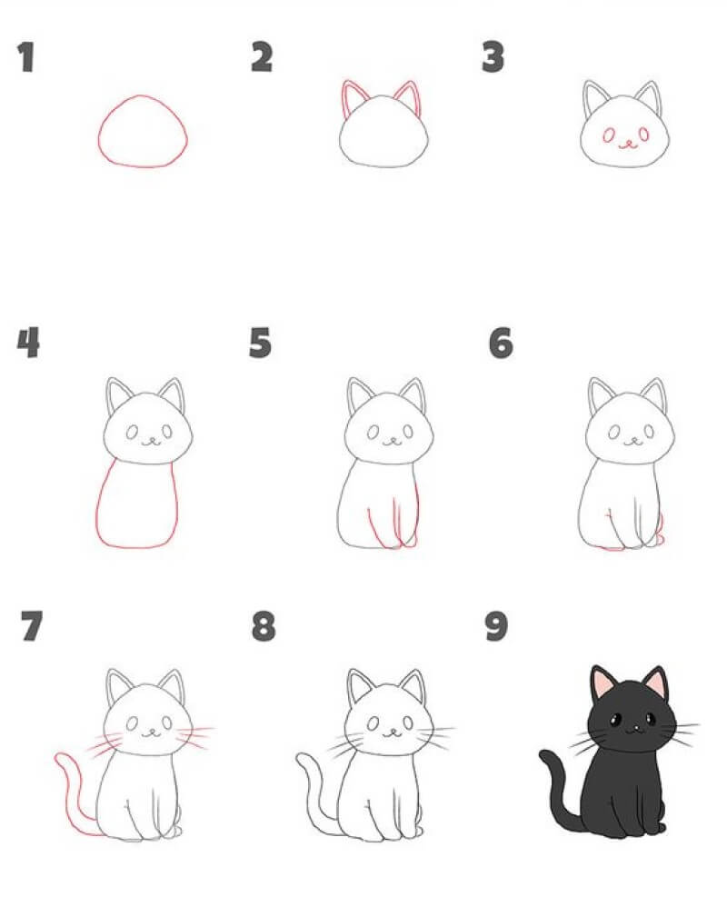 How to draw A Black Cat