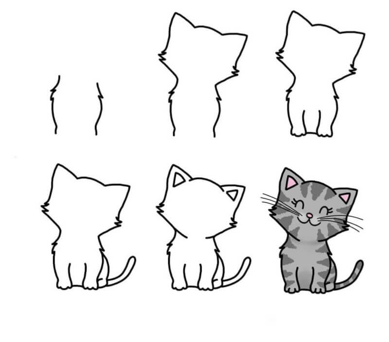 How to draw A Cute Kitten