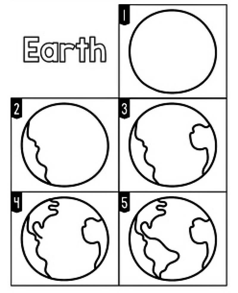 An Easy and Simple Earth Drawing Ideas