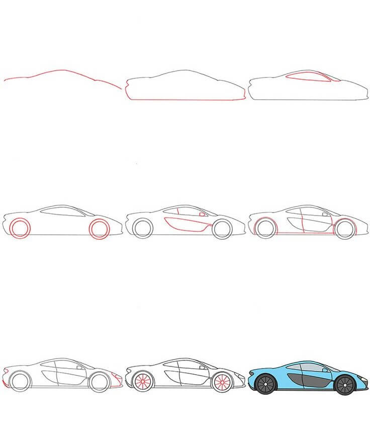 How to draw Blue super car