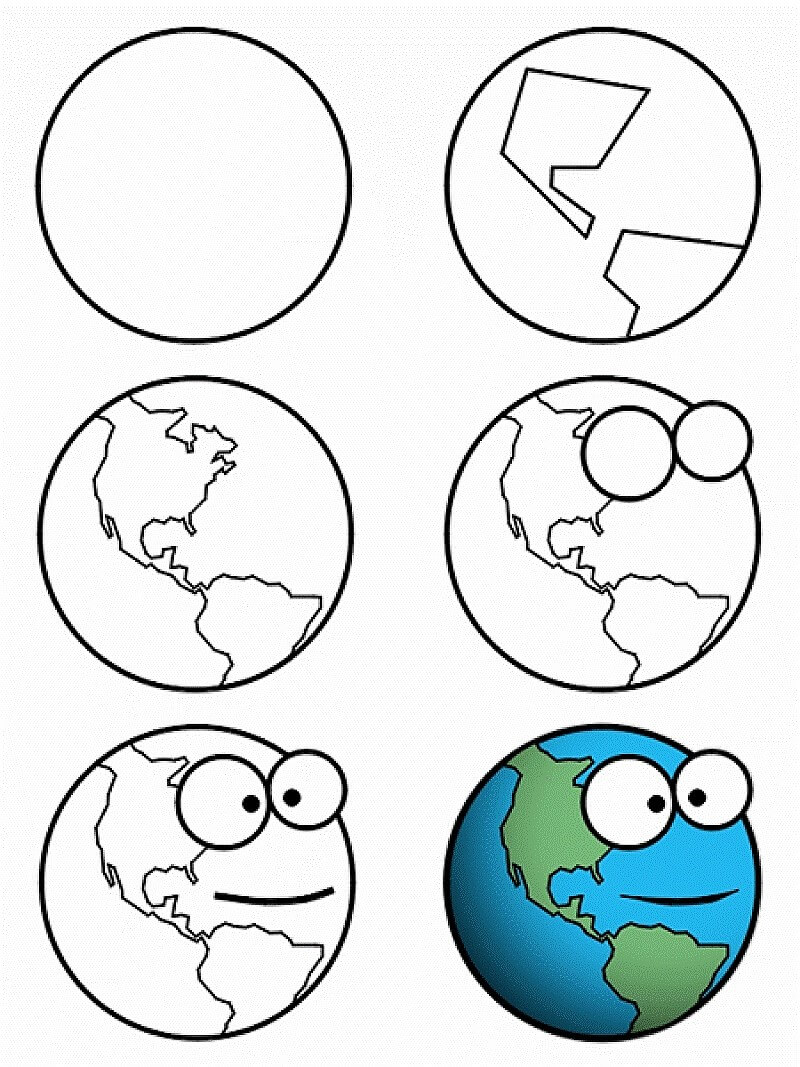 A Cartoon Earth Drawing Ideas
