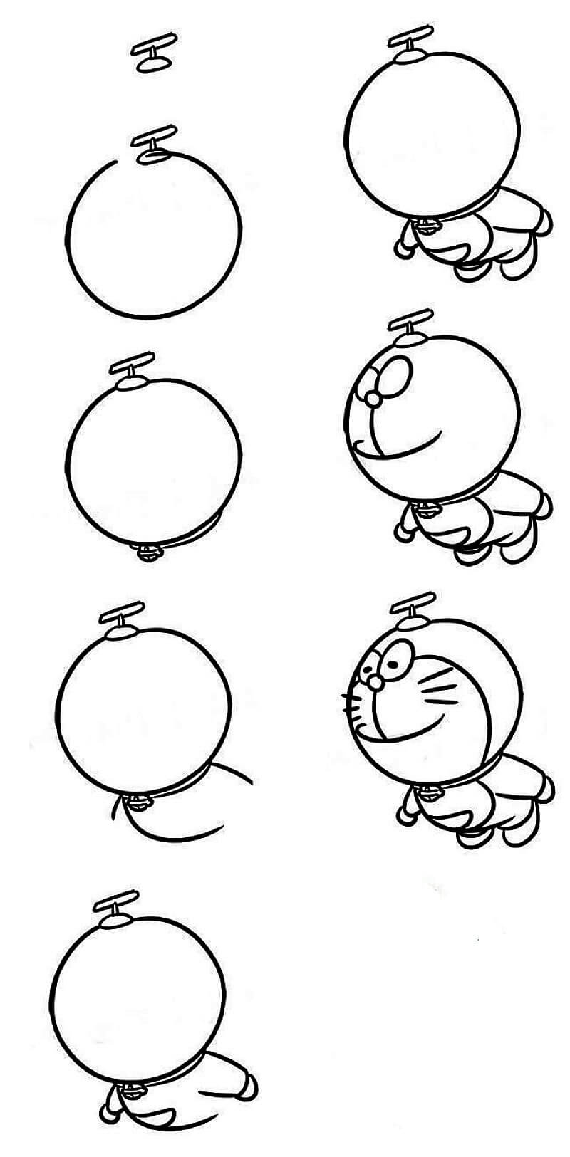 Doraemon is flying Drawing Ideas
