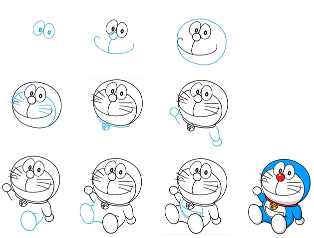 How to draw Doraemon is happy