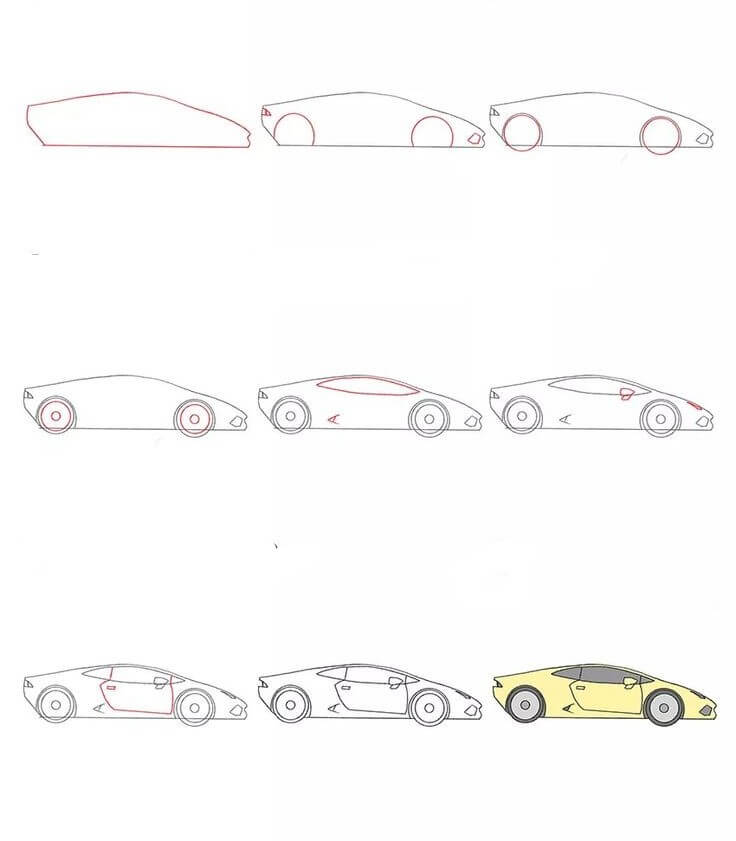 How to draw Golden supercar (1)