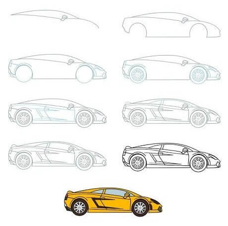 How to draw Golden supercar (2)