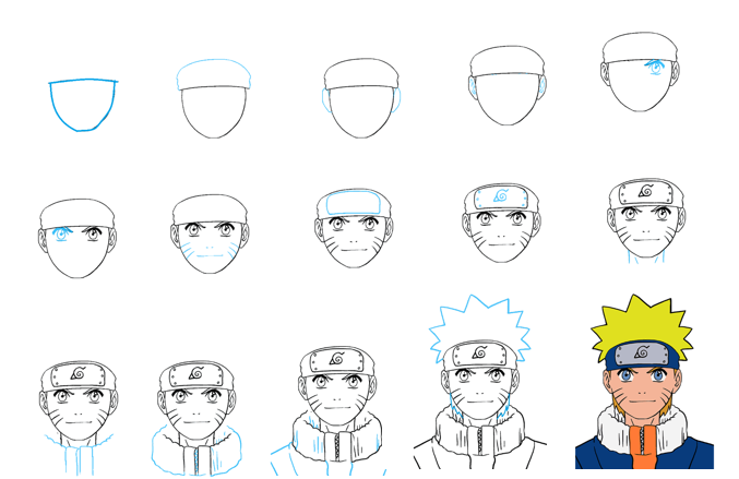 How to draw Naruto smile