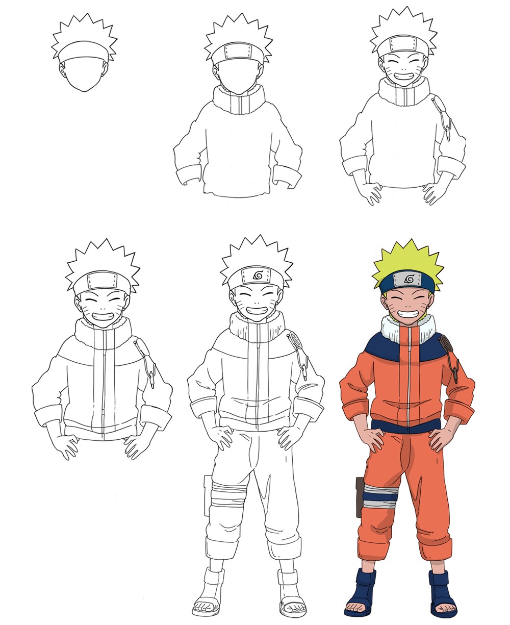How to draw Naruto is happy