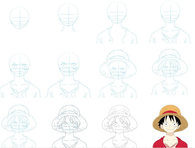 How to draw Luffy happy