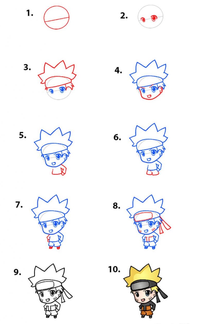 How to draw Naruto chibi