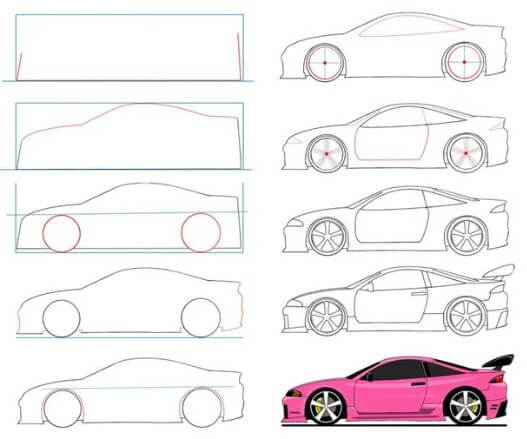 How to draw Pink supercar