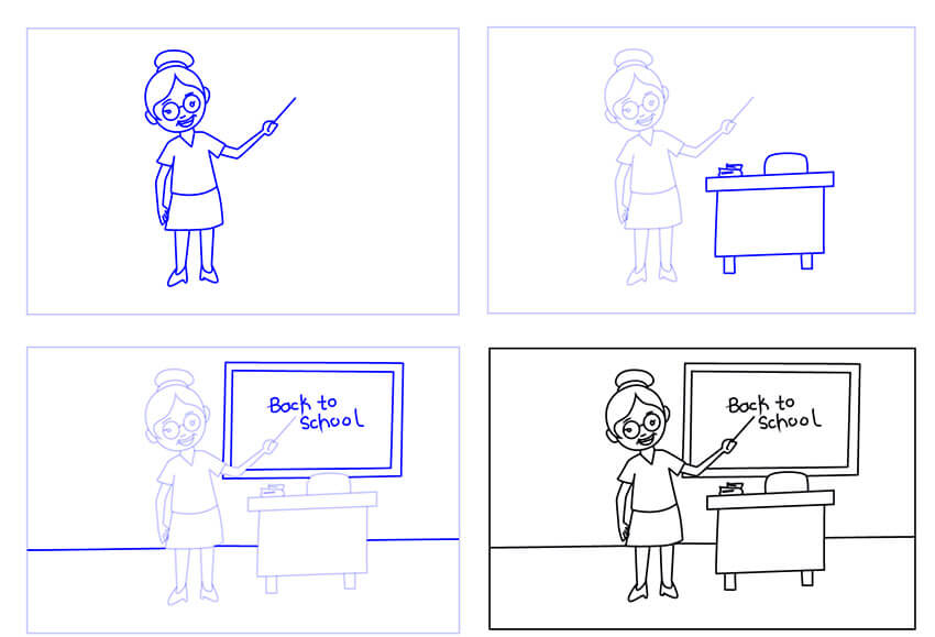 How to draw Primary School Teacher