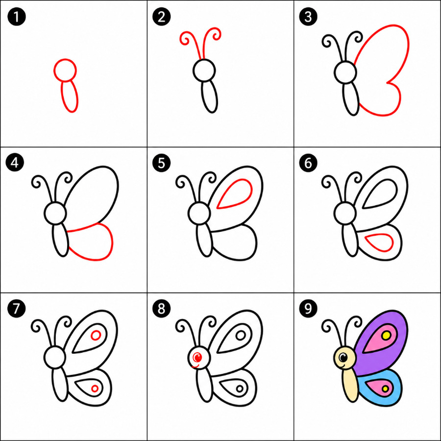 Print Small Butterfly Drawing Ideas