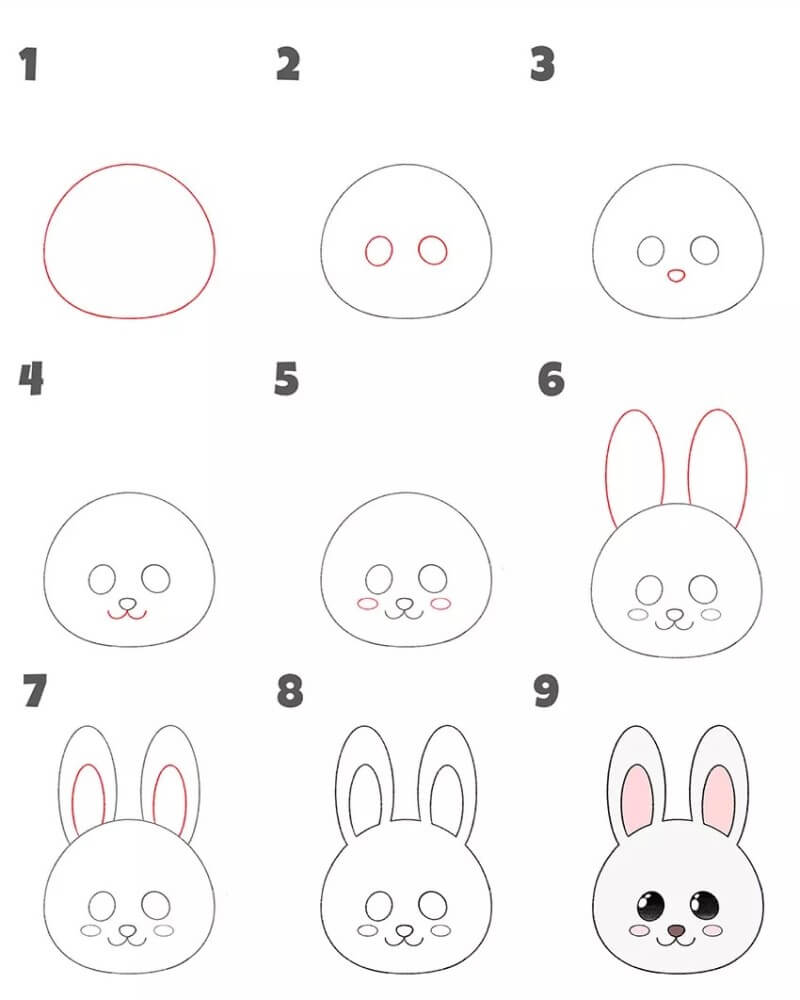 Rabbit Head Drawing Ideas