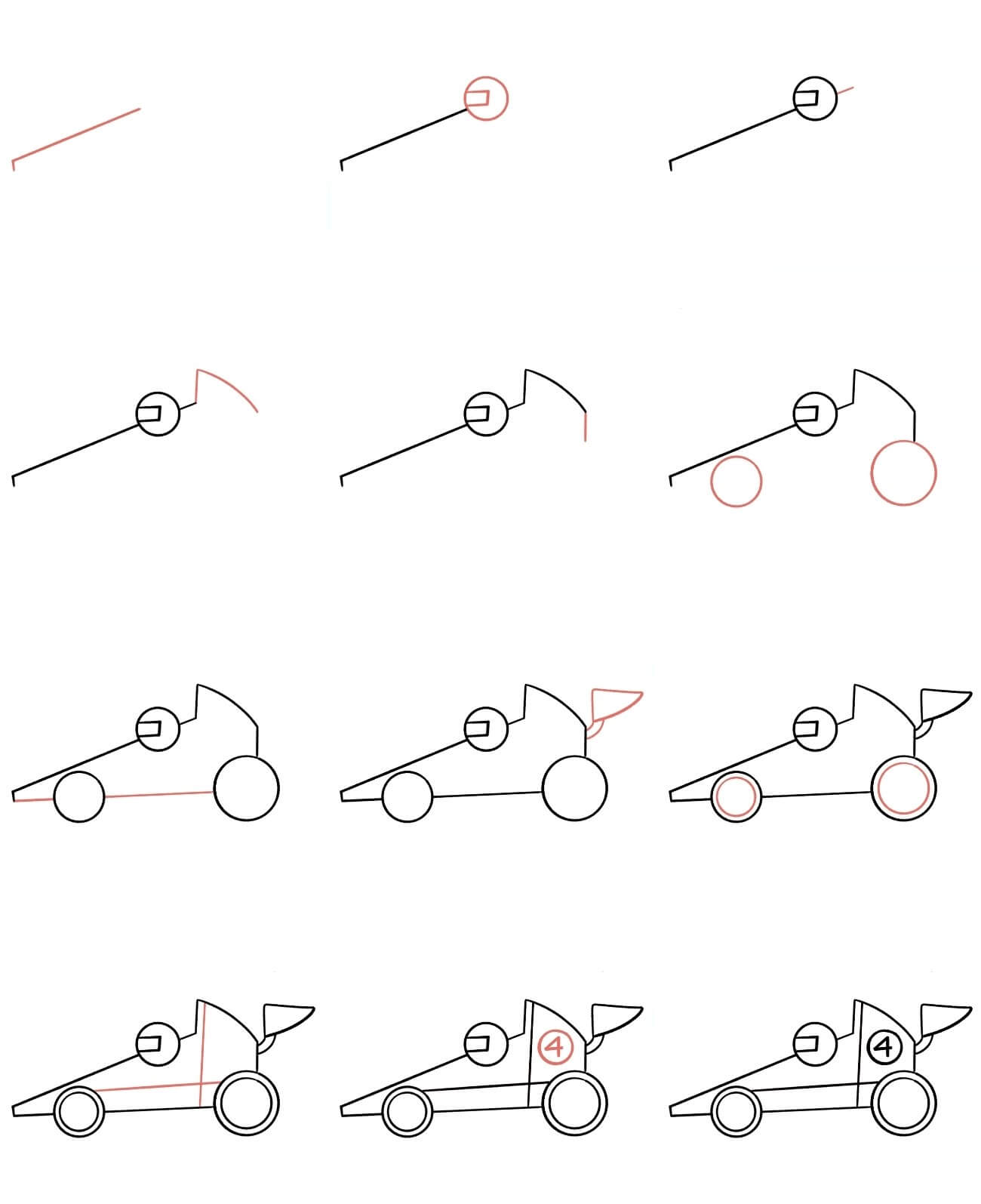 How to draw Race car