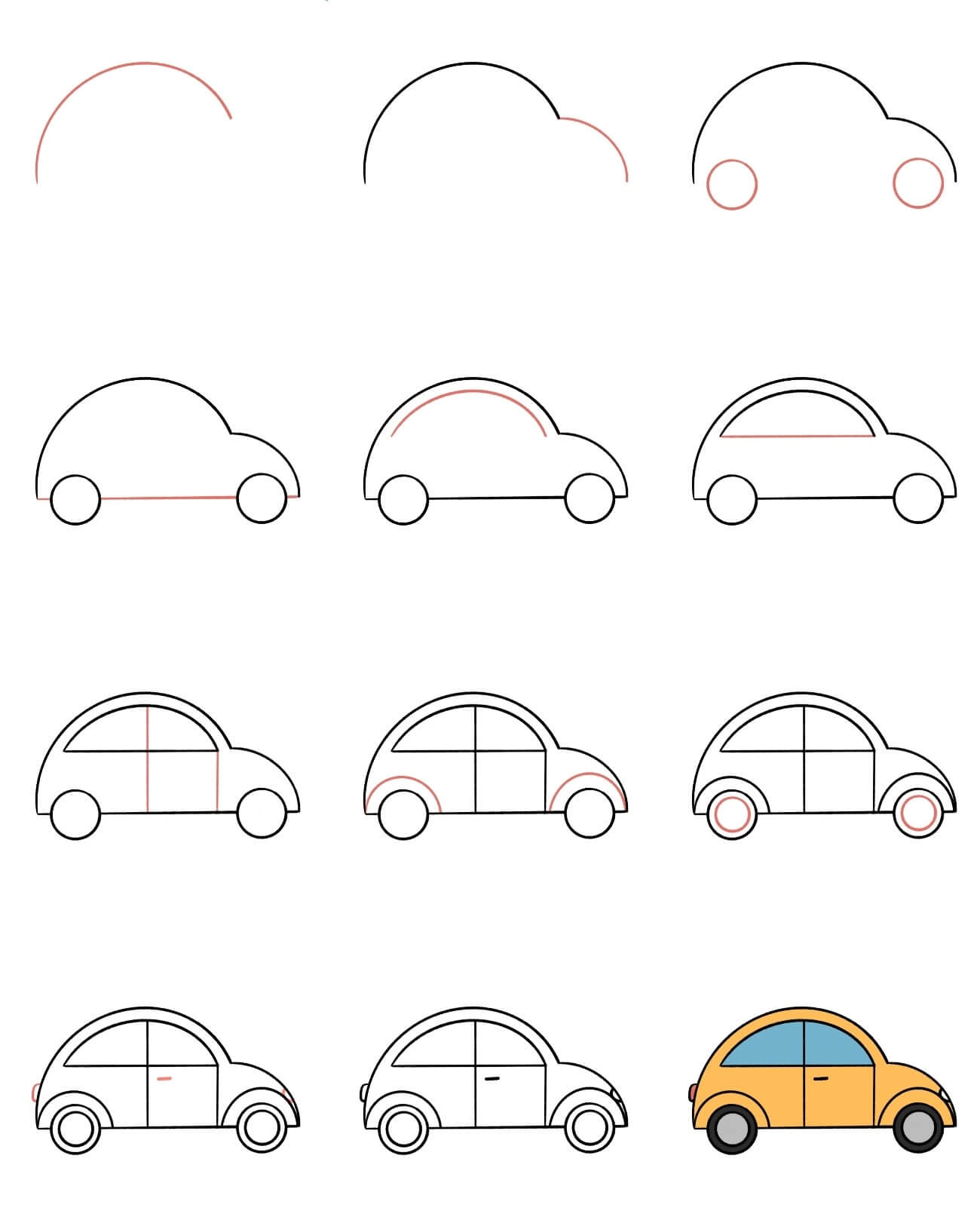 How to draw Round car