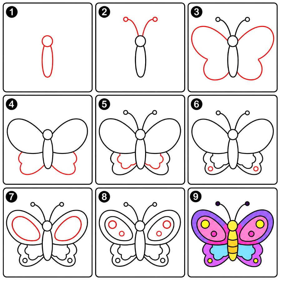 Simple Butterfly image Drawing Ideas