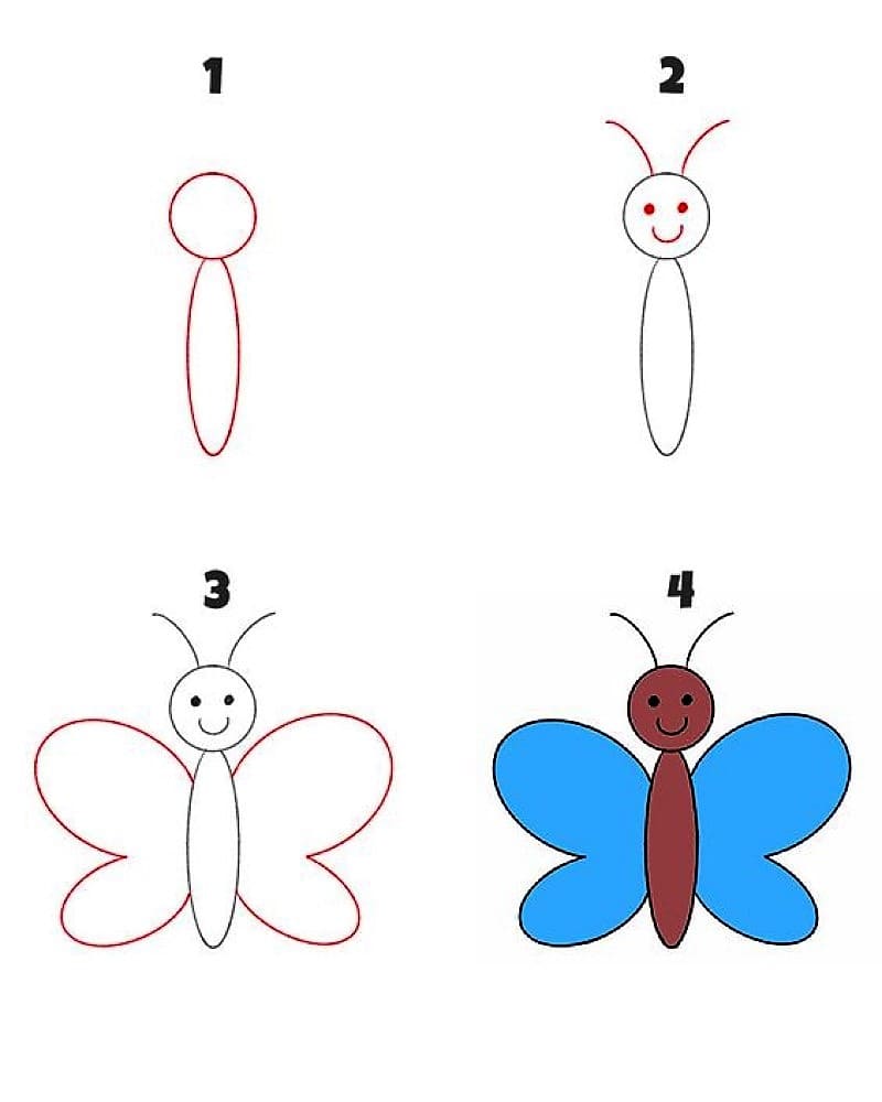 How to draw Very Simple Butterfly step by step - Drawing Photos