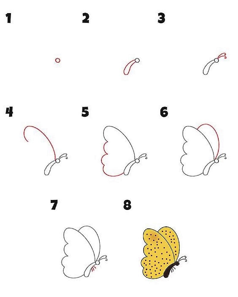 Yellow Butterfly Drawing Ideas