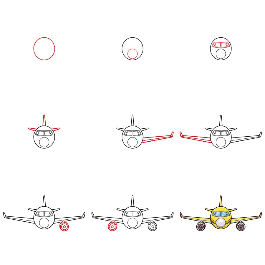 How to draw Airplane Front view