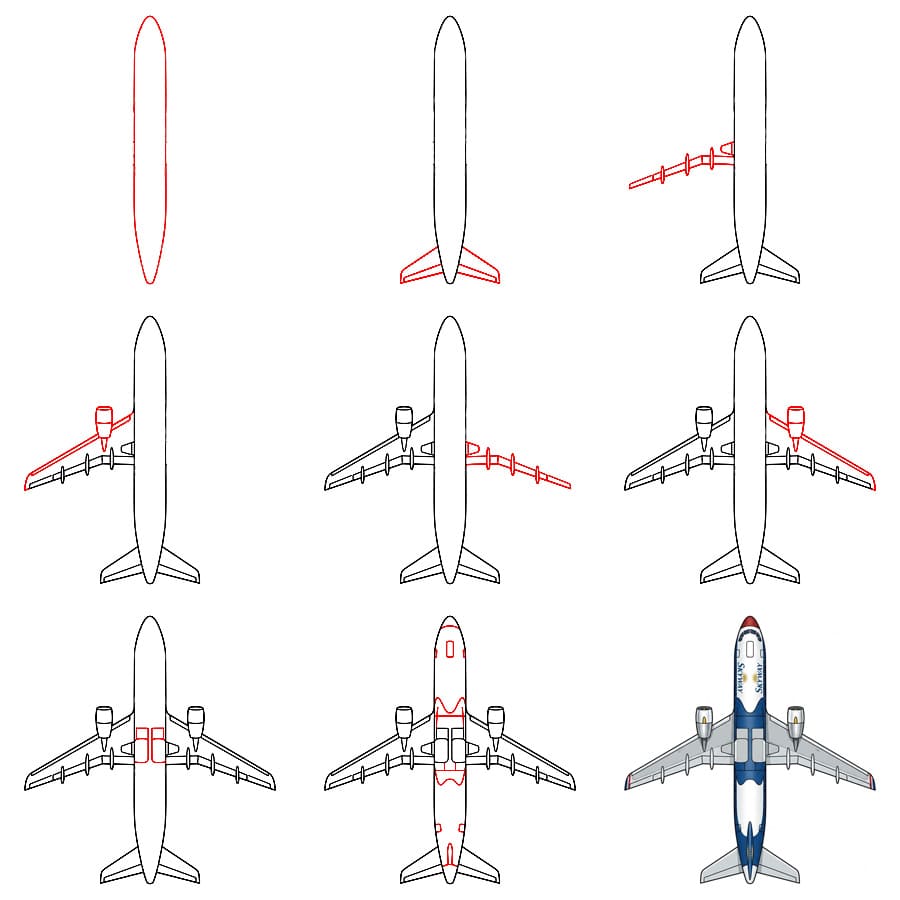 How to draw Airplane bottom view