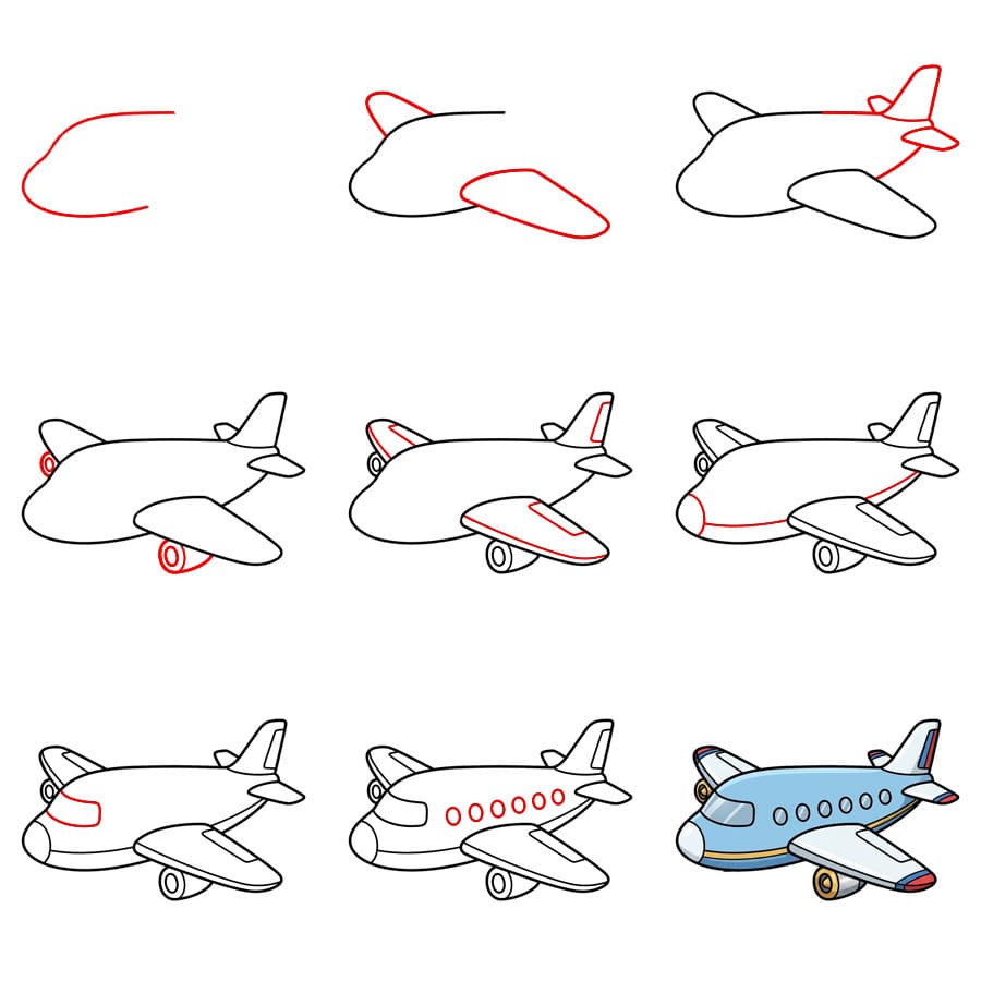 How to draw Airplane flying