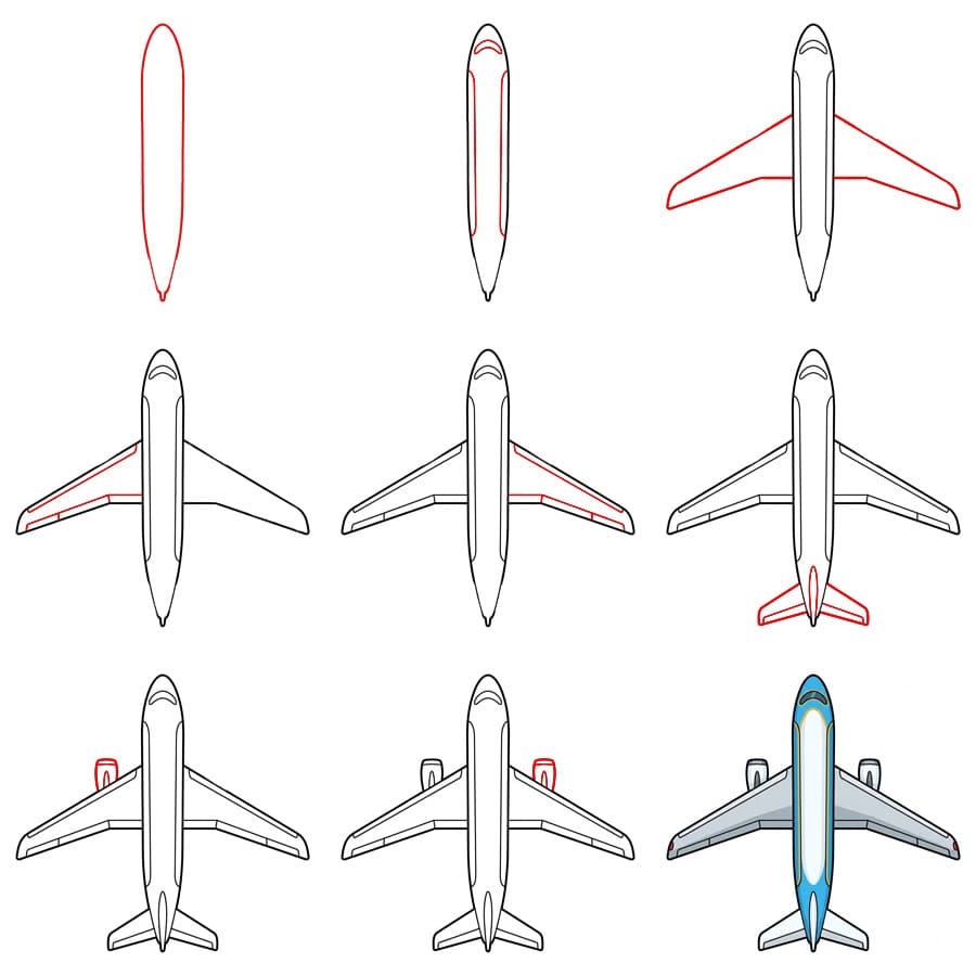 How to draw Airplane top view
