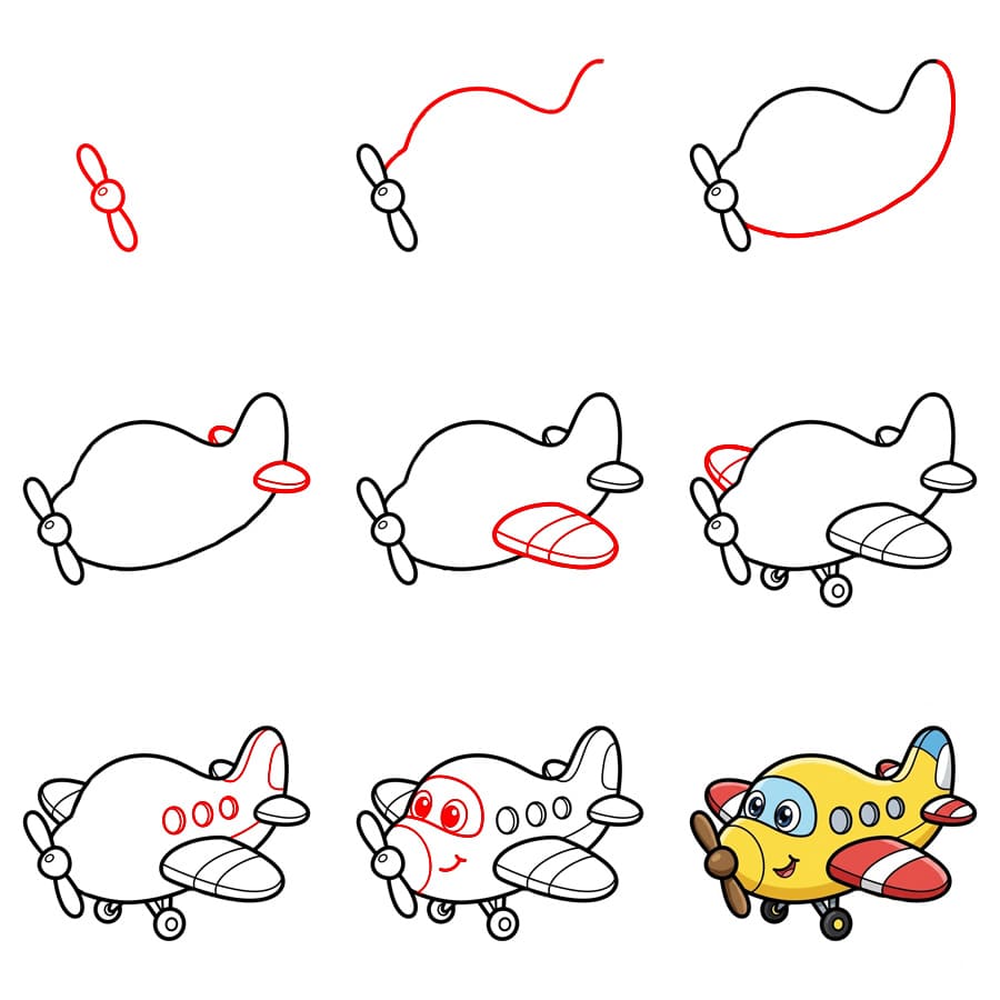 How to draw Cute Airplane