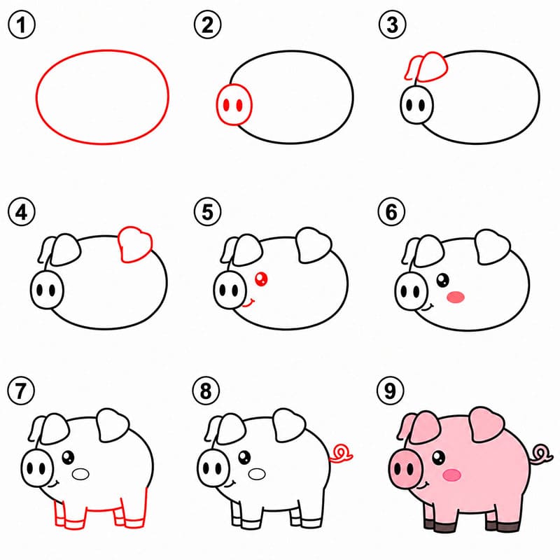 Funny Pig Drawing Ideas