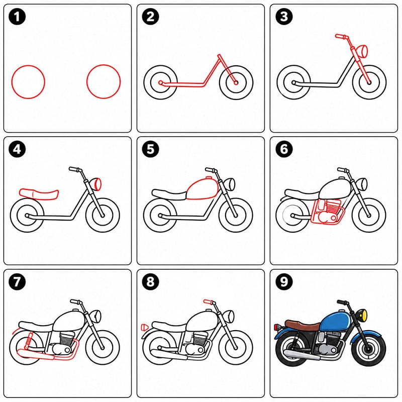 How to draw Motorcycle Blue