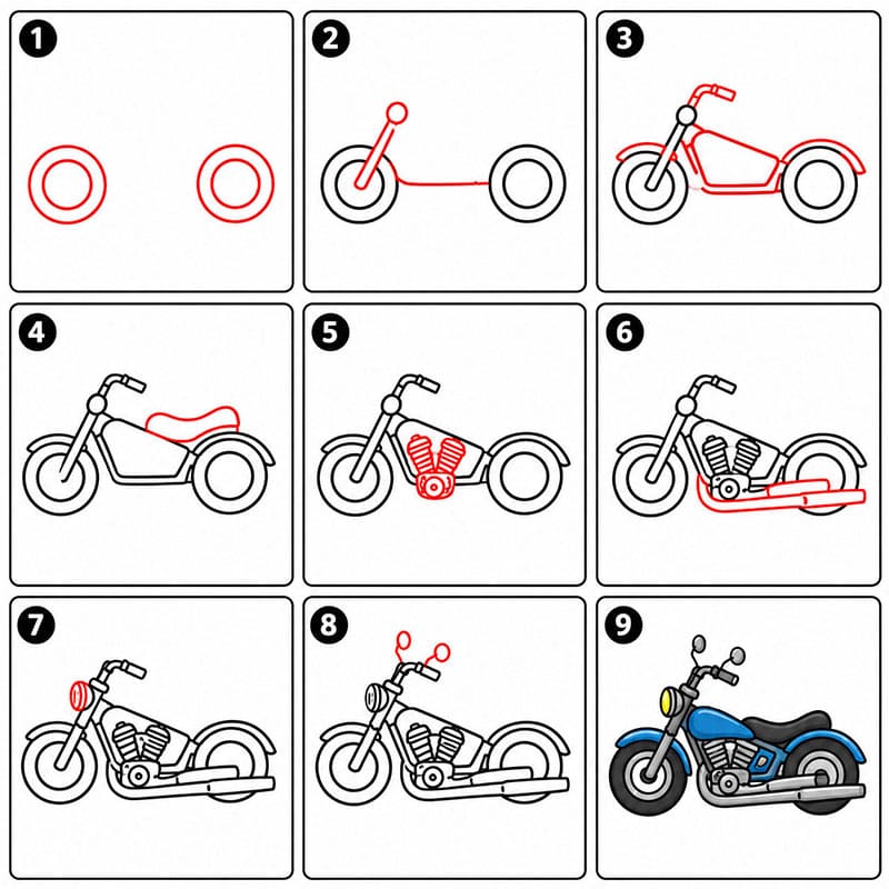 How to draw Motorcycle Chopper