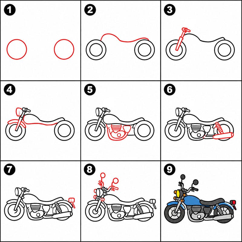 How to draw Motorcycle Cruiser