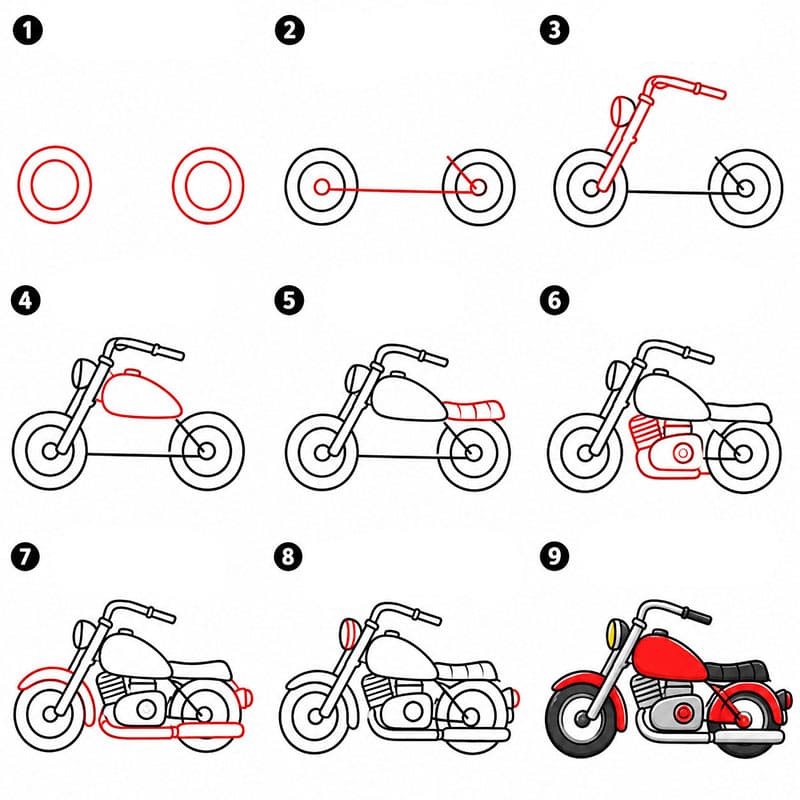 How to draw Motorcycle Custom