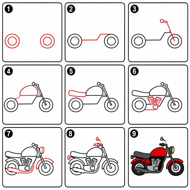 How to draw Motorcycle Red