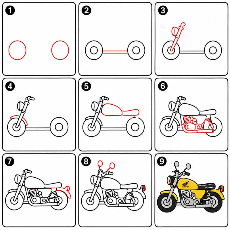 How to draw Motorcycle Yellow