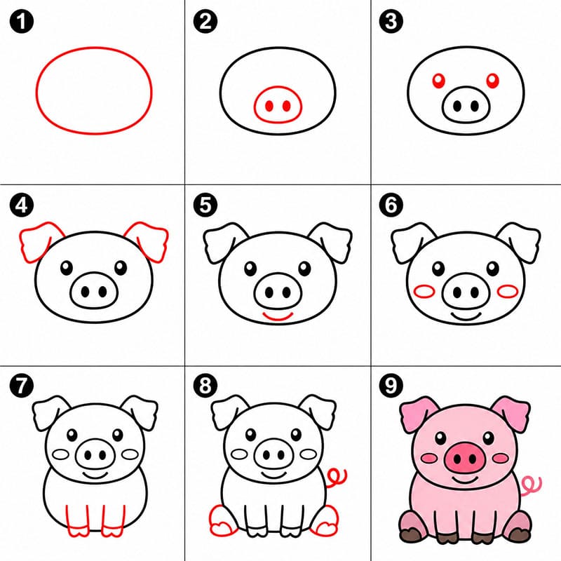 Naughty Pig Drawing Ideas