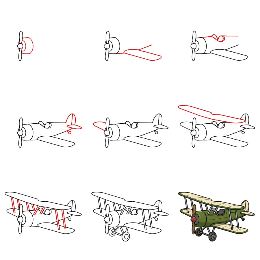 How to draw Old Airplane