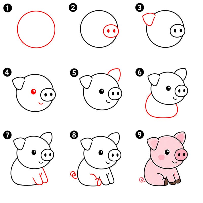Pig side view Drawing Ideas