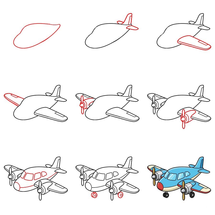 How to draw Propeller Airplane