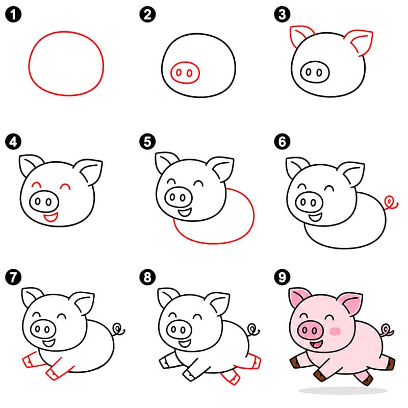 Running Pig Drawing Ideas