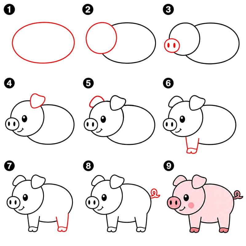 Smiling pig Drawing Ideas