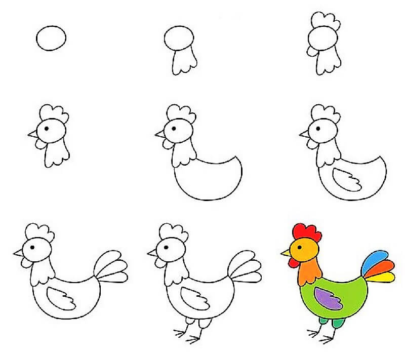 A Beautiful Hen Drawing Ideas