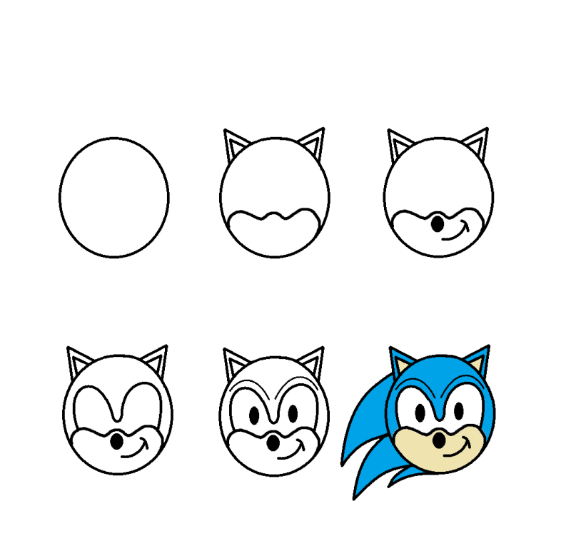 A Cute Sonic Head Drawing Ideas