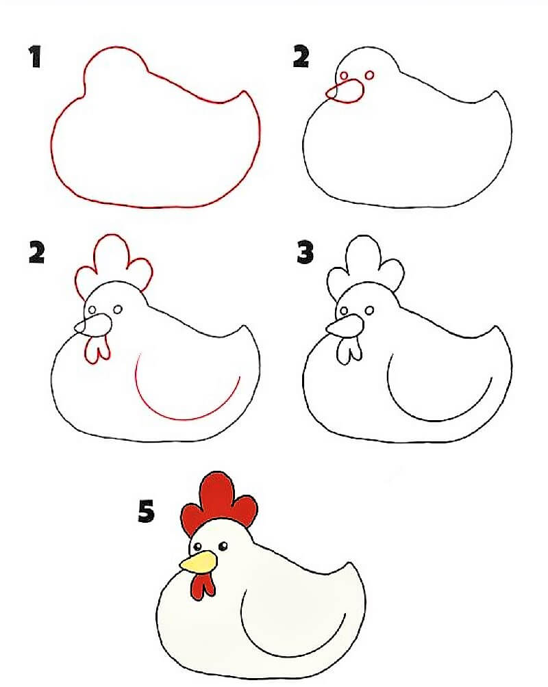 Learn to easily draw a hen - YouTube