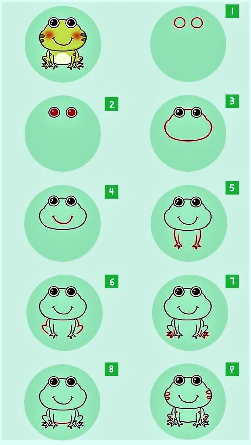 A Green Frog Drawing Ideas