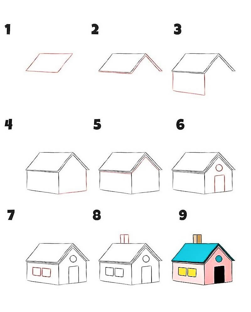 How To Draw A House Idea 8 Step By Step Drawing Photos