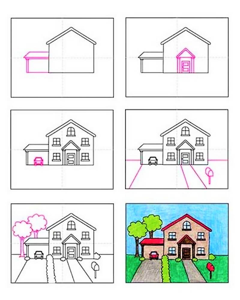A House on a farm Drawing Ideas
