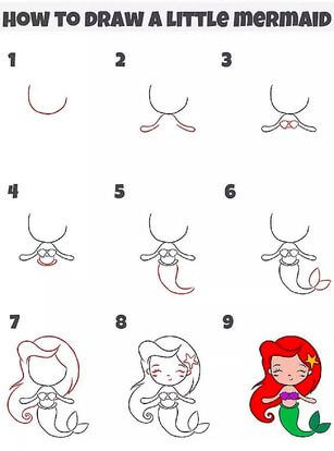How to draw A Little Mermaid
